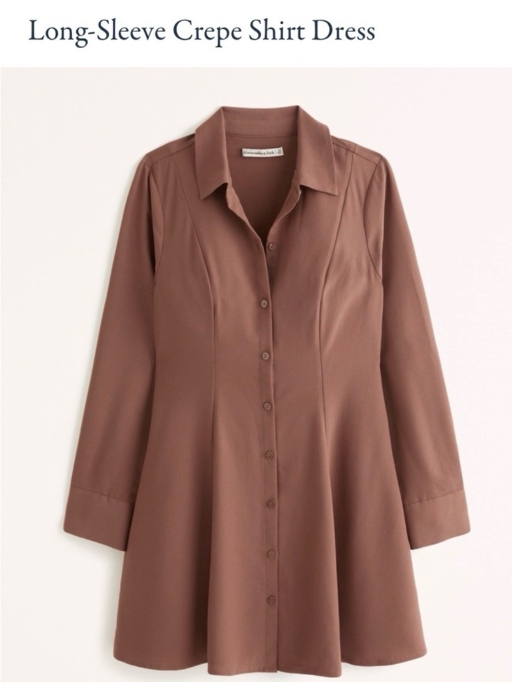 Abercrombie & Fitch Long Sleeve Button Down Crepe Shirt Dress Brown Size Small